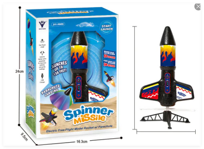 Kids Electric Rocket Launcher Space Exploration Toy with Parachute Outdoor Rocket Model